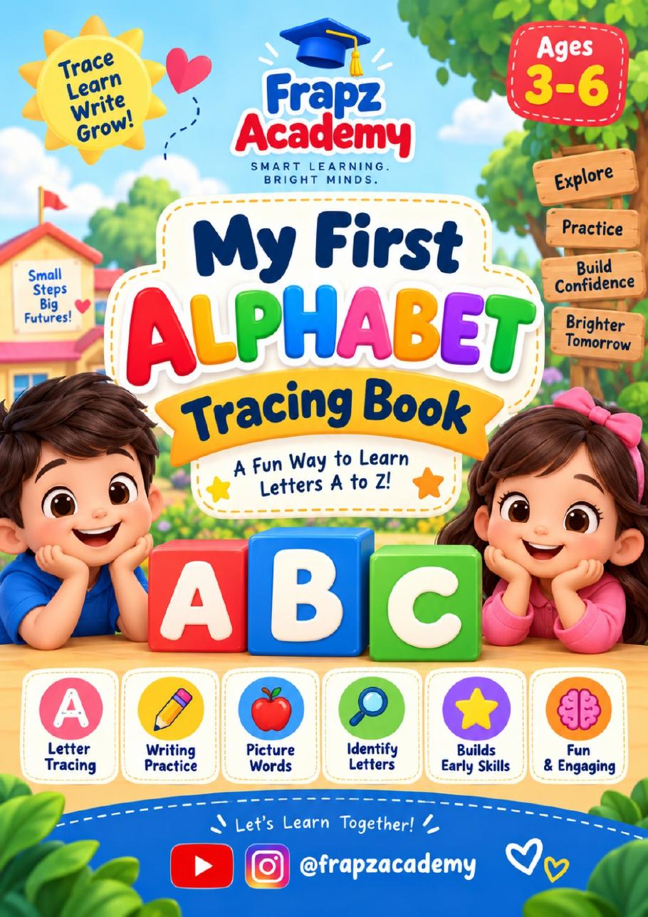 Cover page of the Frapz Academy Alphabet Tracing Book